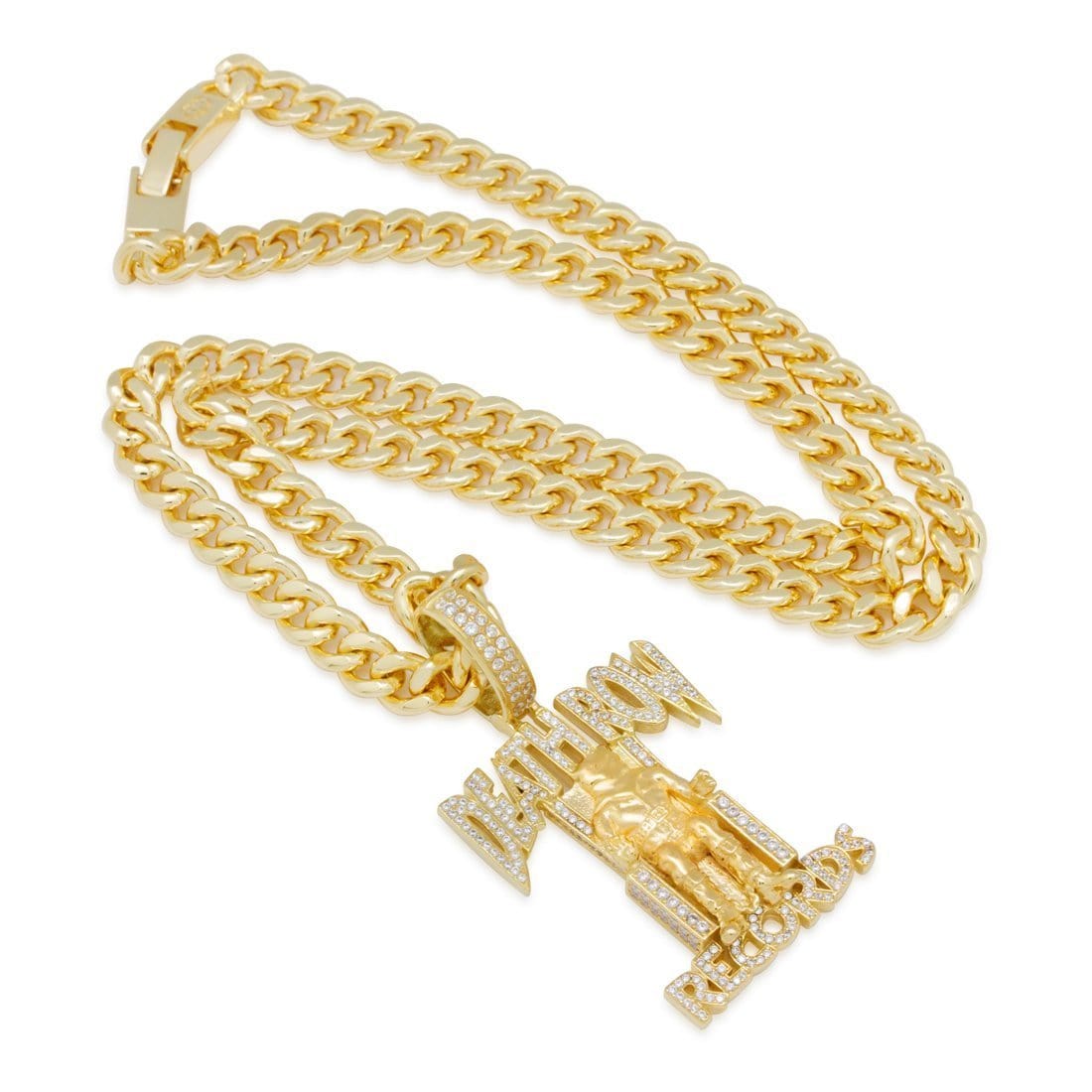 Death Row Records x King Ice - Solid Gold Iced Logo Necklace in Solid Gold / 14K Gold / 2.3" by King Ice
