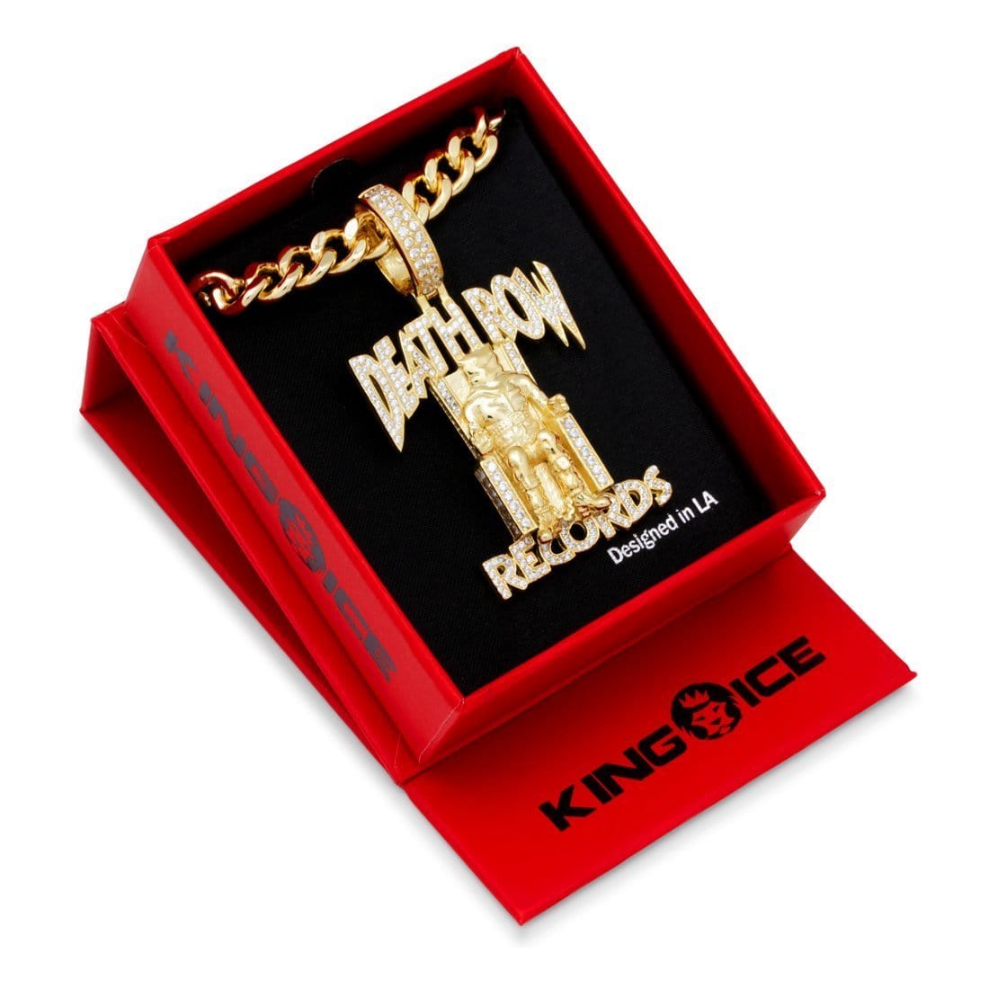 Death Row Records x King Ice - Solid Gold Iced Logo Necklace in Solid Gold / 14K Gold / 2.3" by King Ice