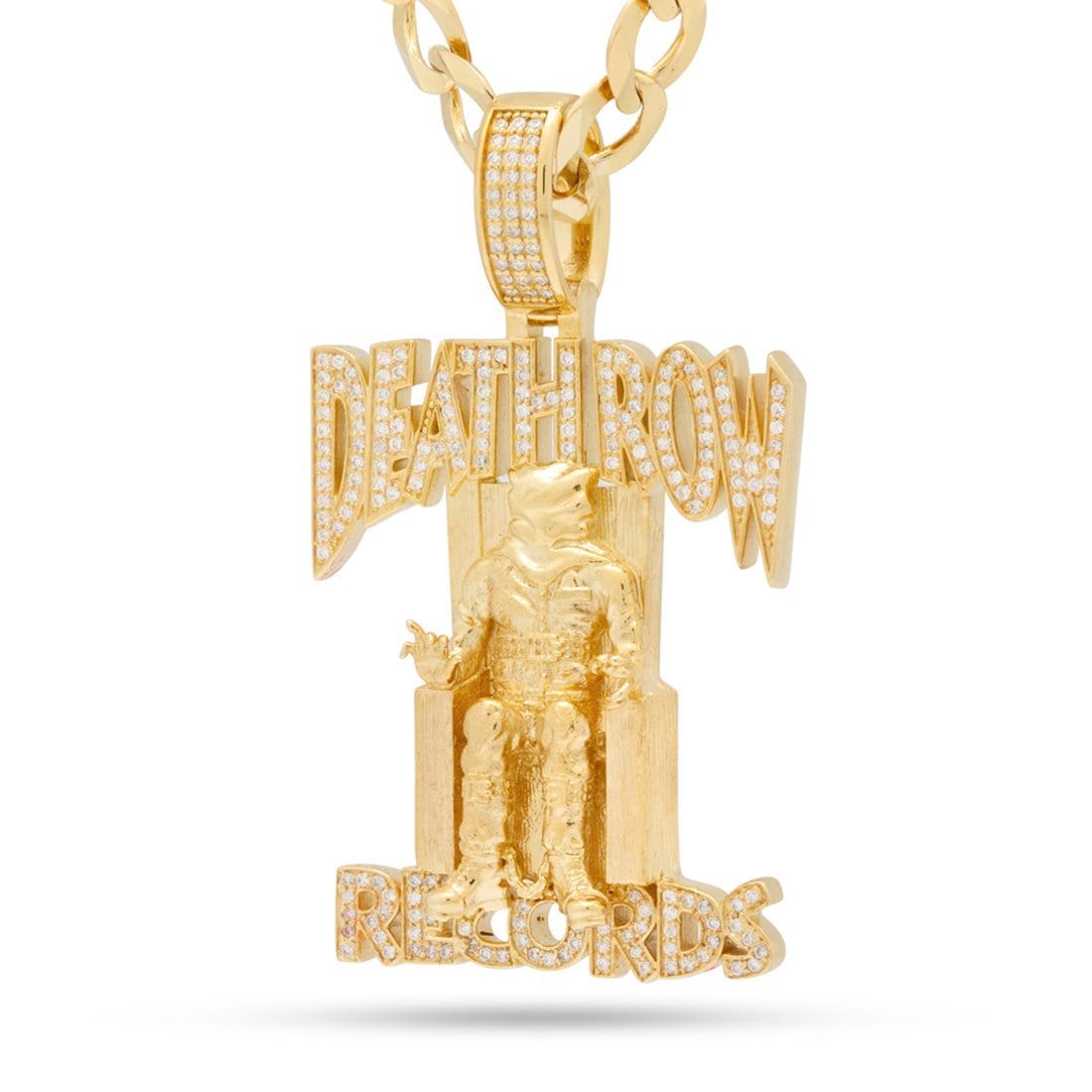 Death Row Records x King Ice - Solid Gold Iced Logo Necklace in Solid Gold / 14K Gold / 2.3" by King Ice