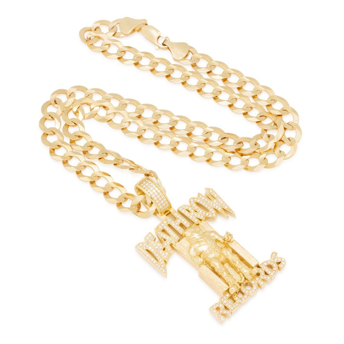 Death Row Records x King Ice - Solid Gold Iced Logo Necklace in Solid Gold / 14K Gold / 2.3" by King Ice