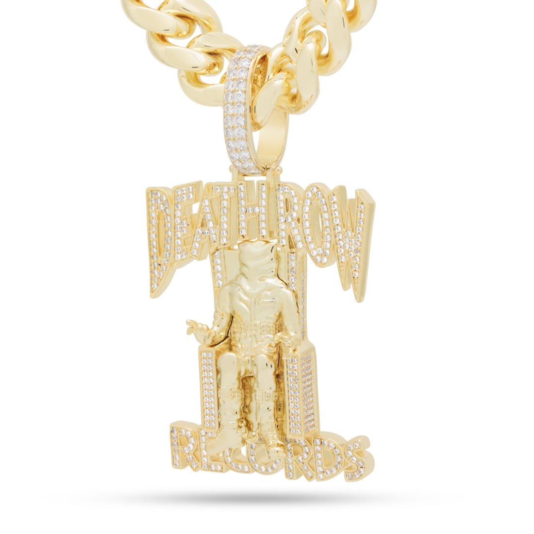 Death Row Records x King Ice - Solid Gold Iced Logo Necklace in Solid Gold / 14K Gold / 2.3" by King Ice