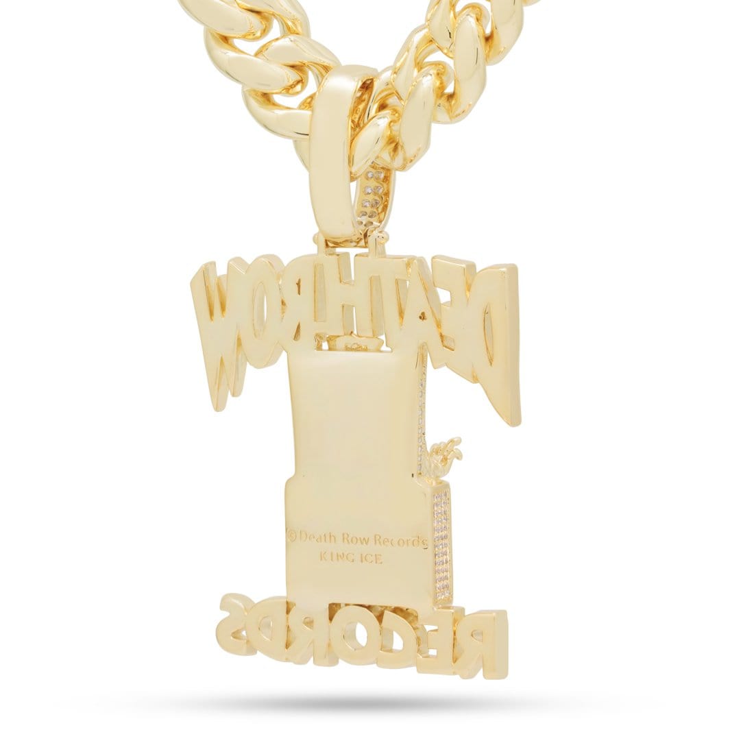 Death Row Records x King Ice - Solid Gold Iced Logo Necklace in Solid Gold / 14K Gold / 2.3" by King Ice