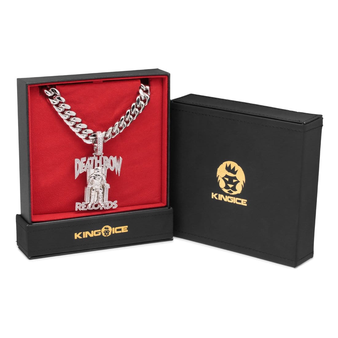 Death Row Records x King Ice - Solid Gold Iced Logo Necklace in Solid Gold / 14K Gold / 2.3" by King Ice
