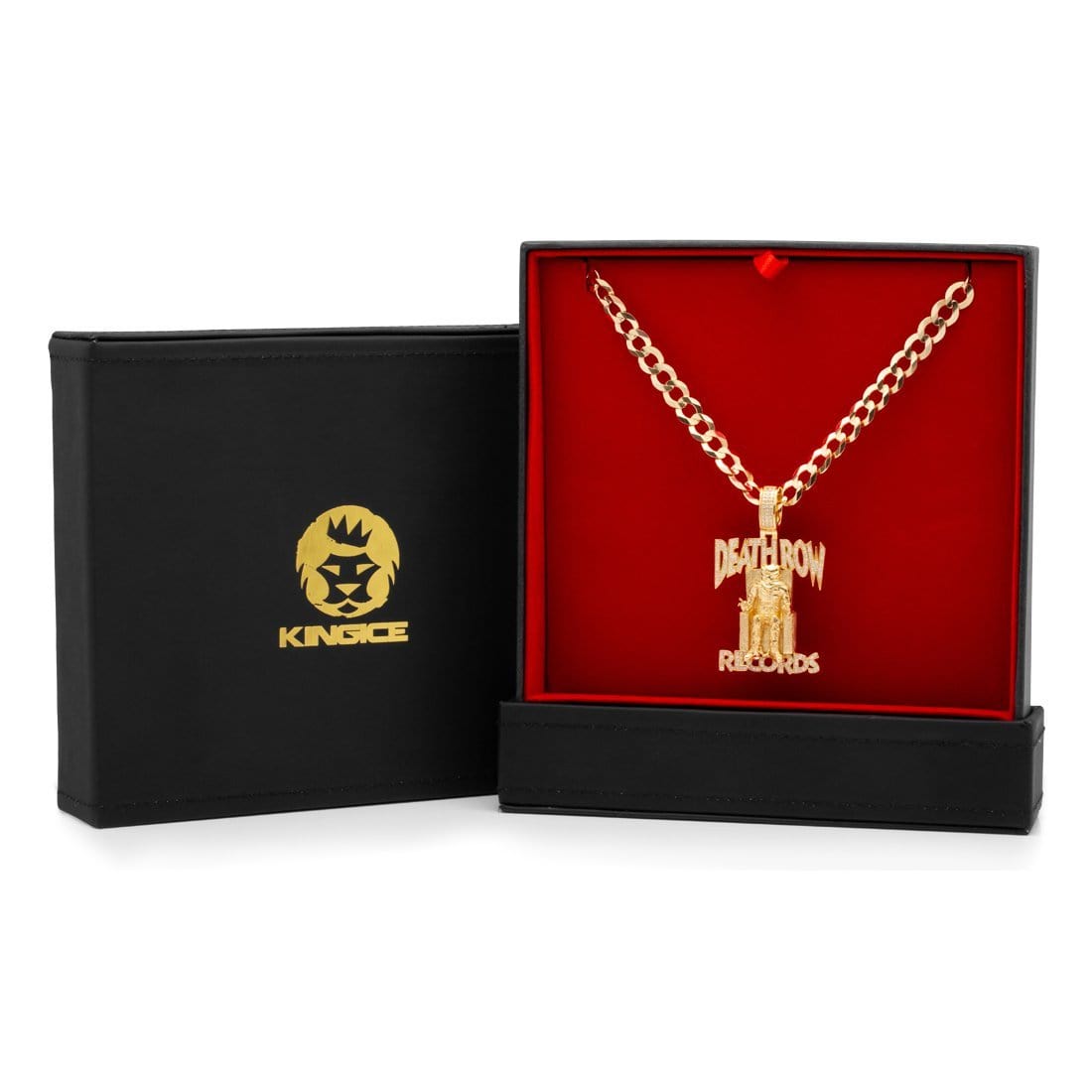 Death Row Records x King Ice - Solid Gold Iced Logo Necklace in Solid Gold / 14K Gold / 2.3" by King Ice