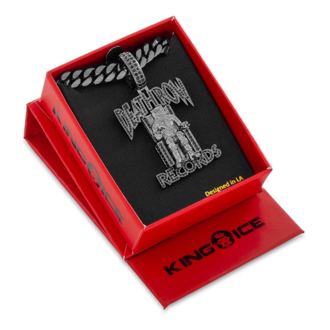 Death Row Records x King Ice - Solid Gold Iced Logo Necklace in Solid Gold / 14K Gold / 2.3" by King Ice