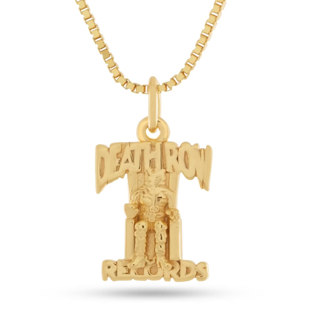 Death Row Records x King Ice - Sterling Silver Flyweight Logo Necklace  in  0.5" / 14K Gold / 20" Mens