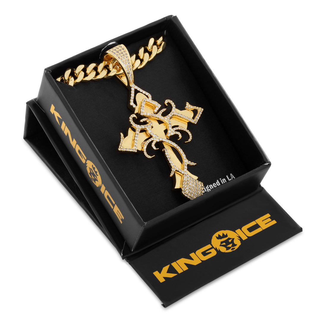 Designed by Mike Zombie - All I Cross is Chainz Necklace in Gold Plated / 14K Gold / 3" by King Ice