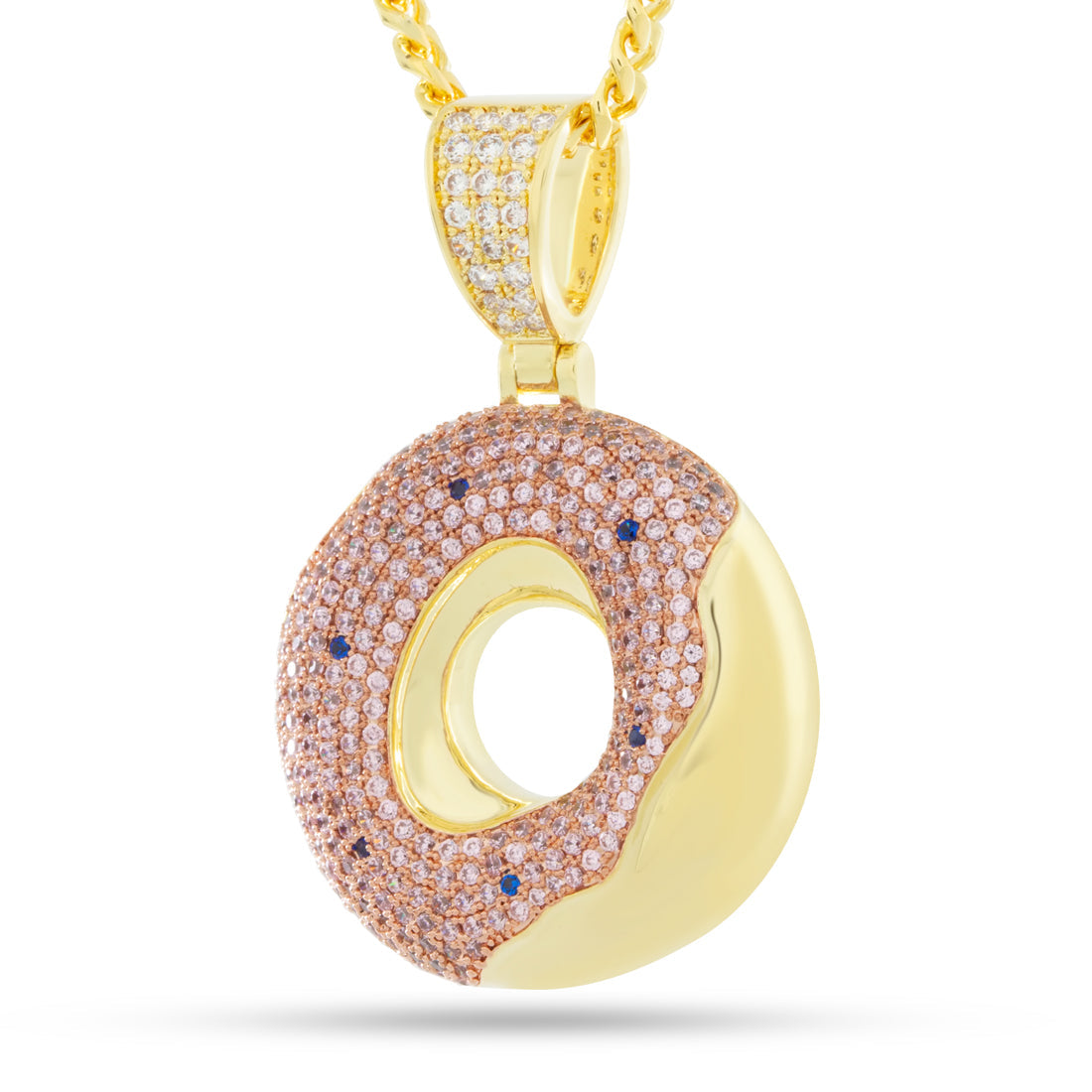 Donut Necklace in 14K Gold / 1.8" by King Ice