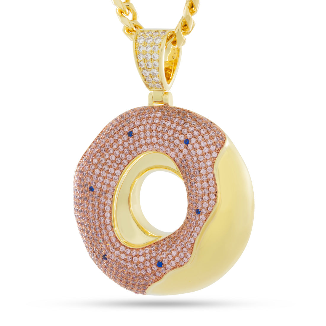 Donut Necklace in 14K Gold / 2.2" by King Ice