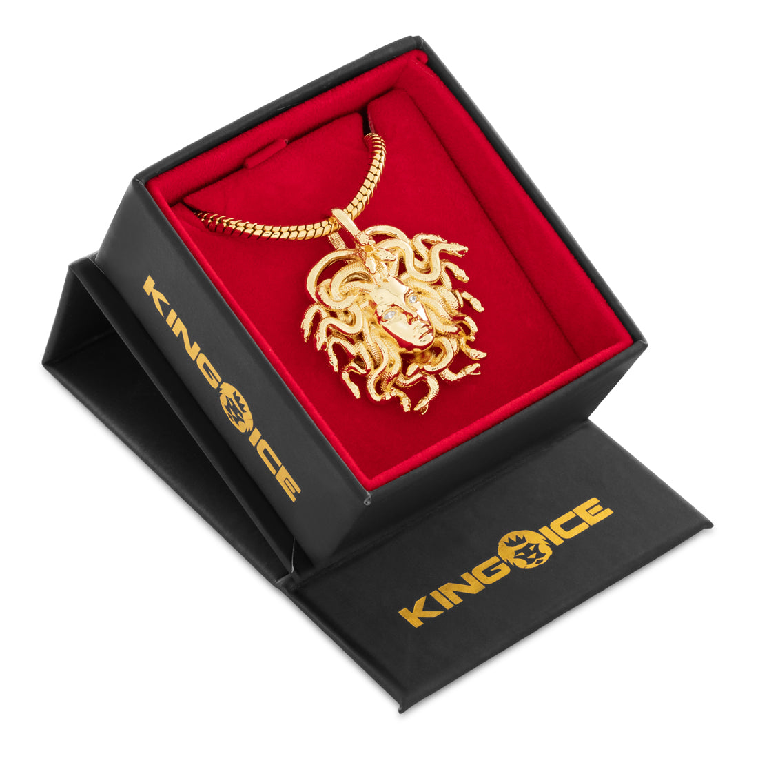 Medusa Necklace in 14K Gold / 2" by King Ice