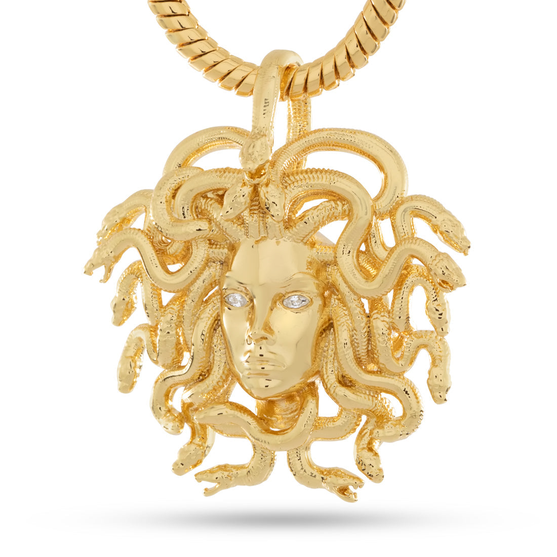 Medusa Necklace in 14K Gold / 2" by King Ice