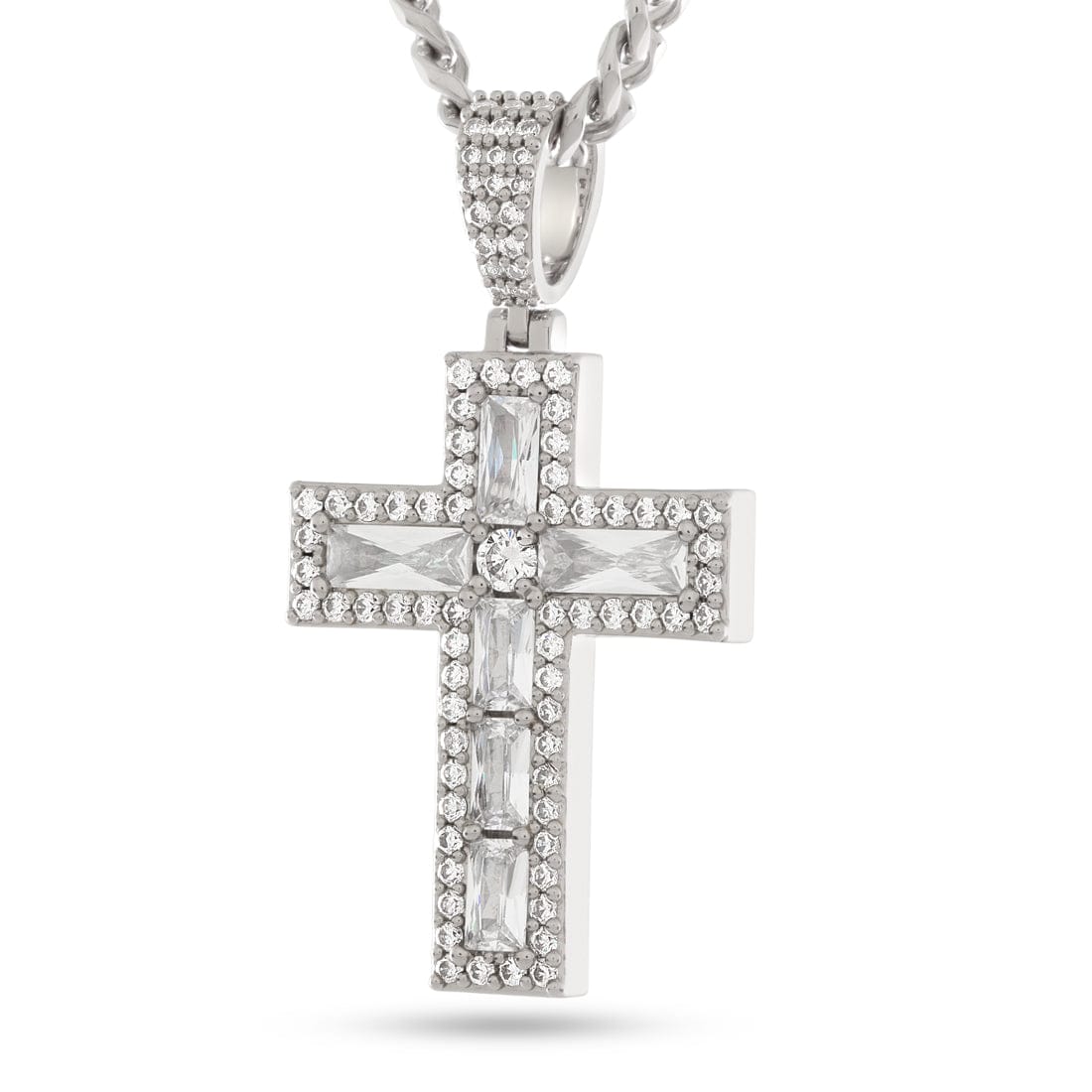 Holdfast Cross Necklace in White Gold by King Ice