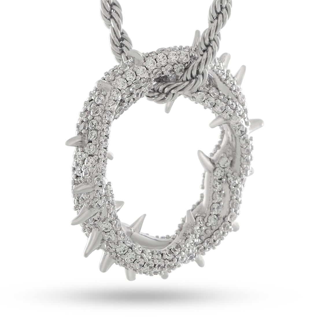 Iced Crown of Thorns Necklace in 1.4” / White Gold by King Ice