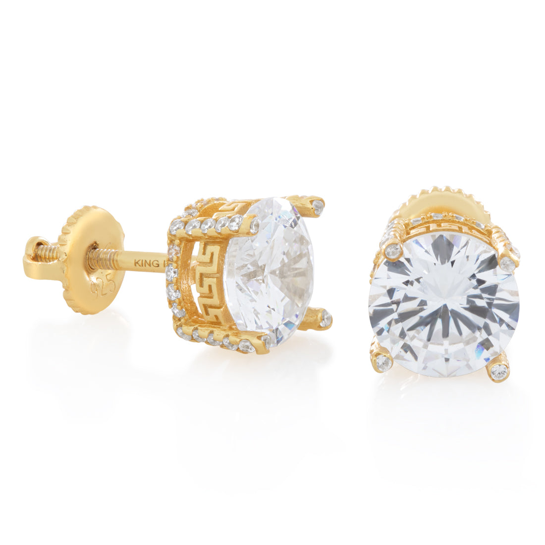 Icy Tennis Earrings in Sterling Silver / 14K Gold / 8mm by King Ice