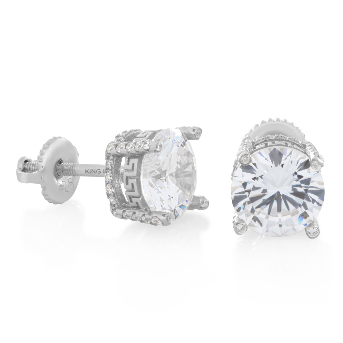 Icy Tennis Earrings in Sterling Silver / White Gold / 8mm by King Ice