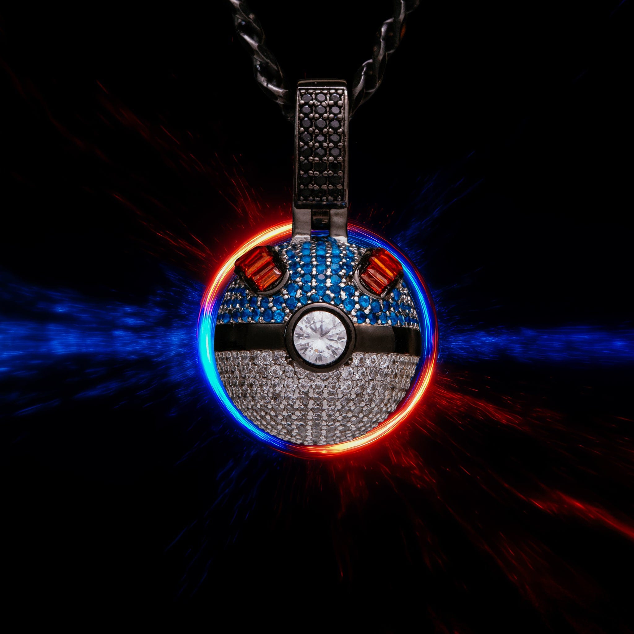 King Ice | Pokémon - Great Ball Necklace in Black Gold / 1.1" by King Ice