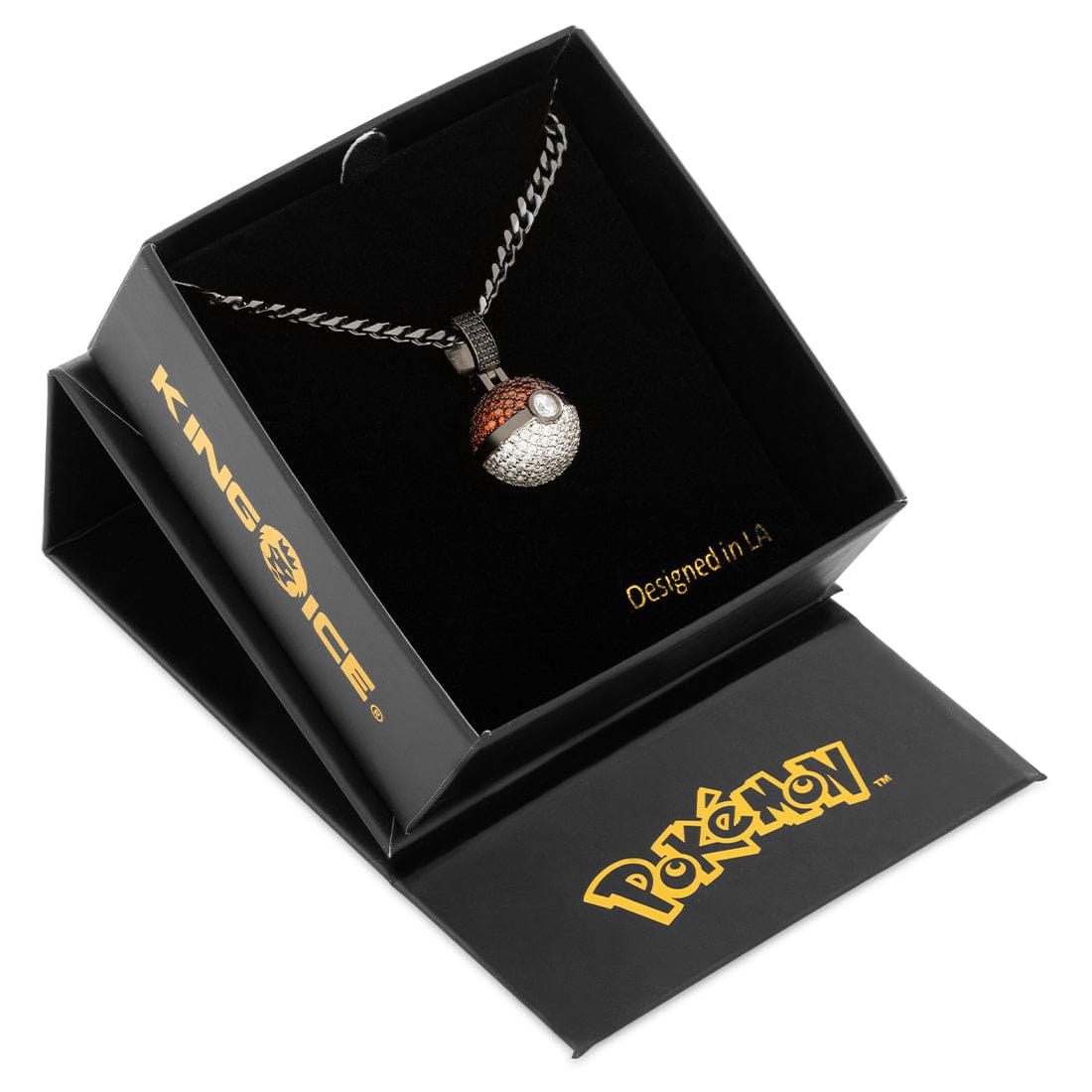 King Ice | Pokémon - Poké Ball Necklace in Black Gold / 1.1" by King Ice