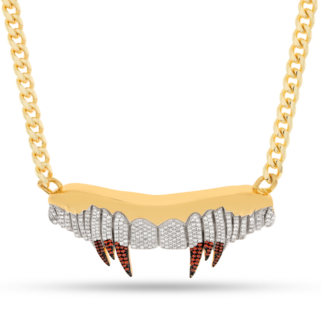 LE Vamp Fangs Necklace in 14K Gold / 1" by King Ice