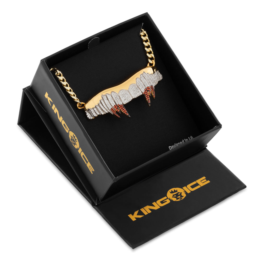 LE Vamp Fangs Necklace in 14K Gold / 1" by King Ice