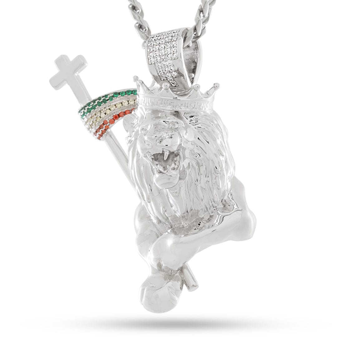 Lion of Judah Necklace in White Gold by King Ice