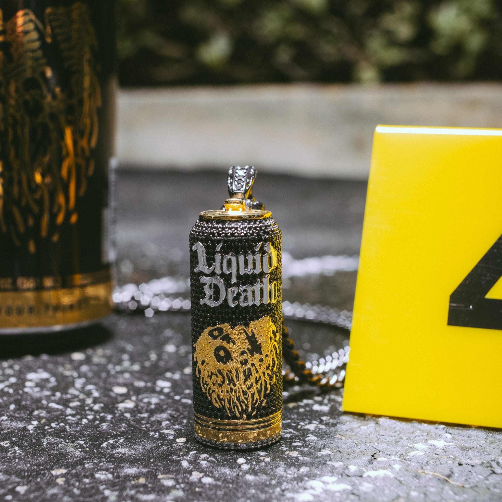 Liquid Death x King Ice - Iced Sparkling Water Can Necklace in Black Gold / 2.6" by King Ice