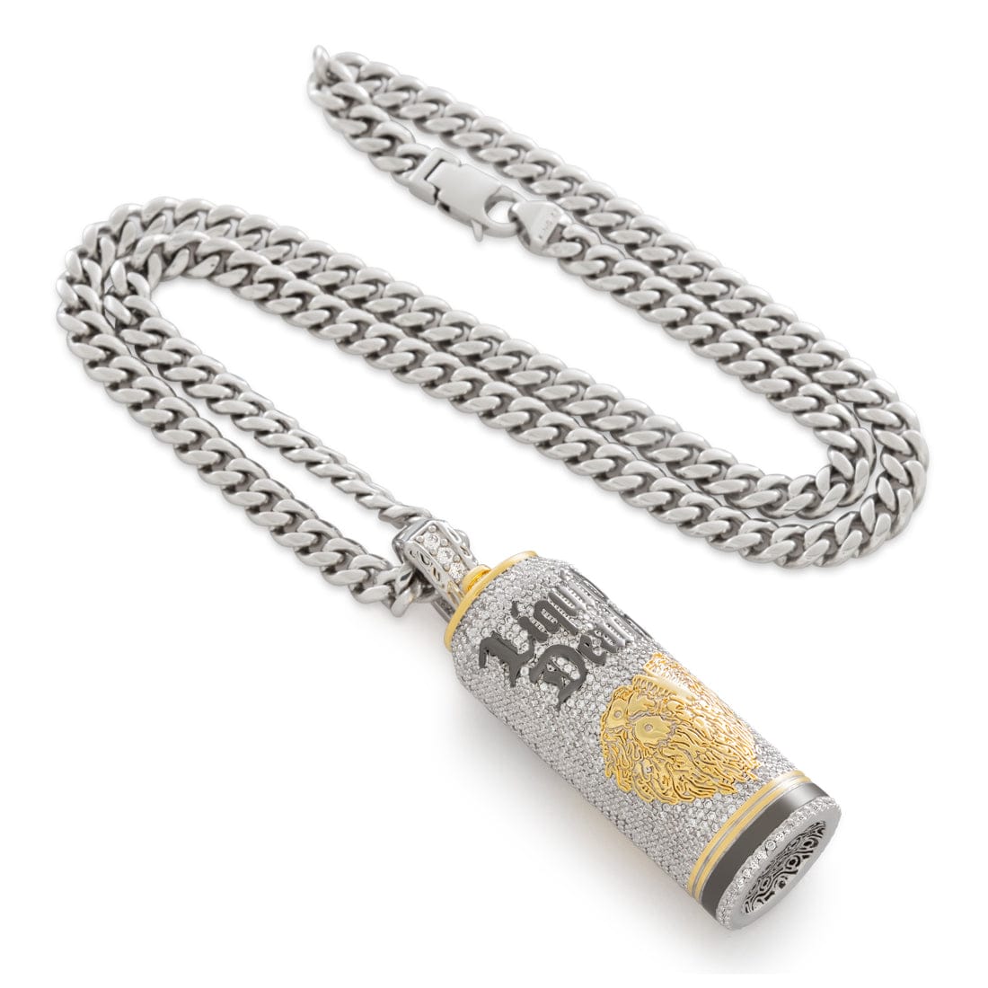 Liquid Death x King Ice - Iced Still Water Can Necklace in White Gold / 2.6" by King Ice