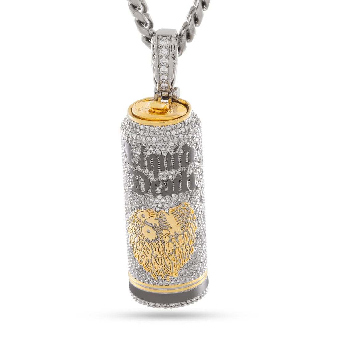 Liquid Death x King Ice - Iced Still Water Can Necklace in White Gold / 2.6" by King Ice