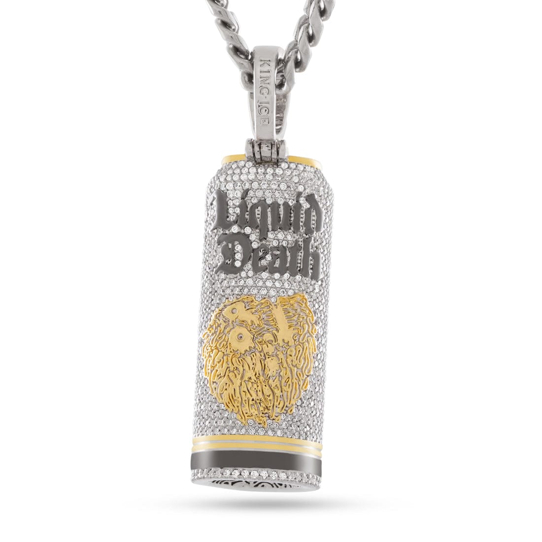 Liquid Death x King Ice - Iced Still Water Can Necklace in White Gold / 2.6" by King Ice