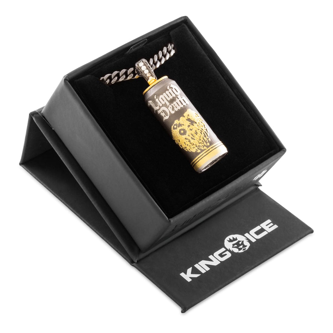 Liquid Death x King Ice - Sparkling Water Can Necklace in Black Gold / 1.5" by King Ice
