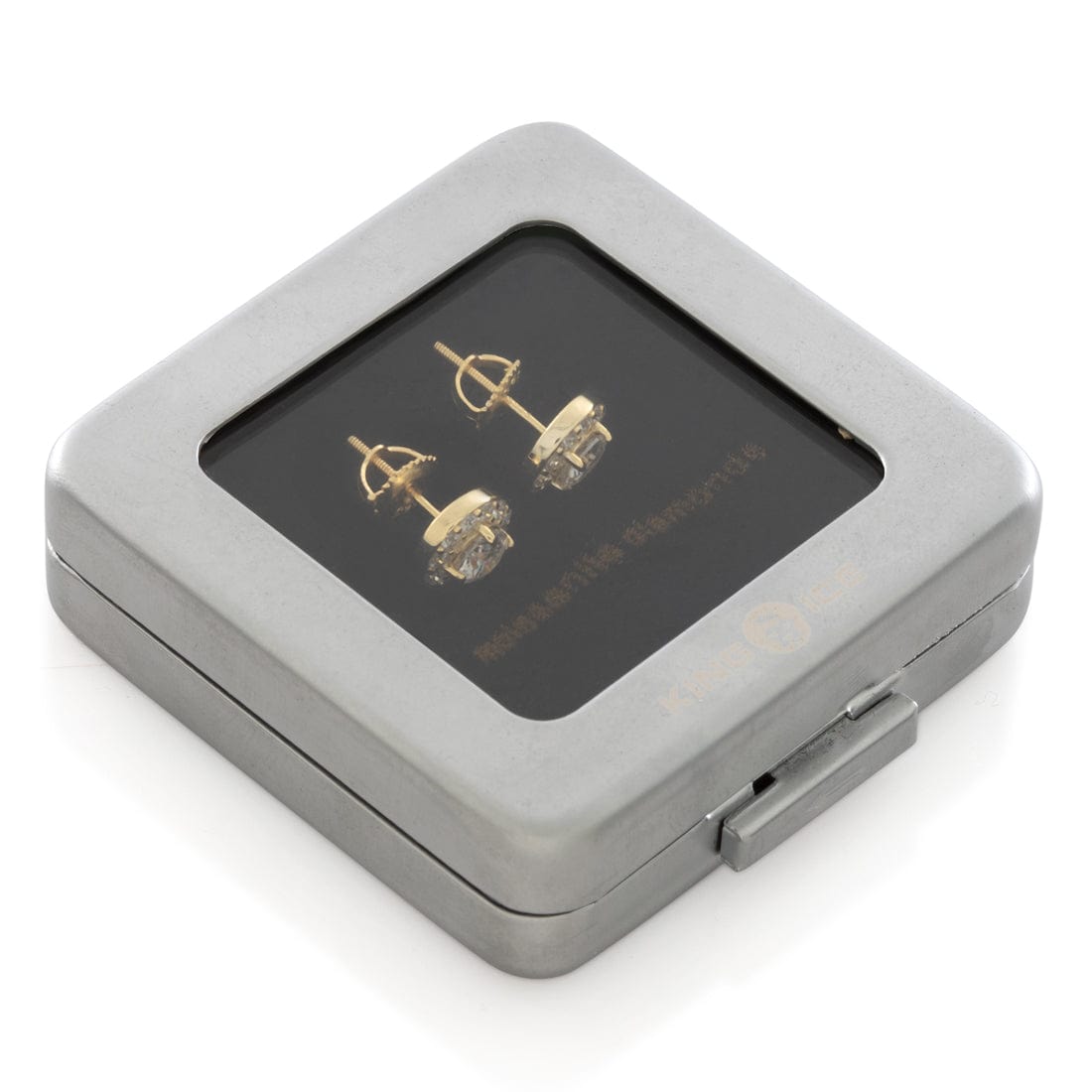 Moissanite Halo Brilliant-Cut Stud Earrings  in  by King Ice