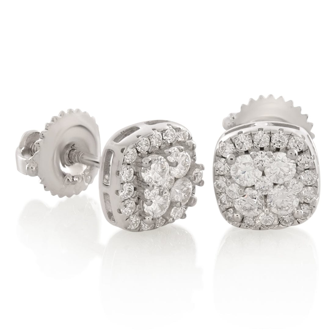 Moissanite Layered Stud Earrings  in  Sterling Silver / White Gold / 6mm by King Ice