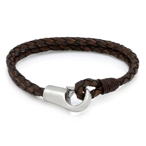 Onyx Hook Bracelet by MARZ in Leather / Brown / 8.5" by King Ice