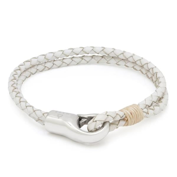 Onyx Hook Bracelet by MARZ in Leather / White / 8.5" by King Ice