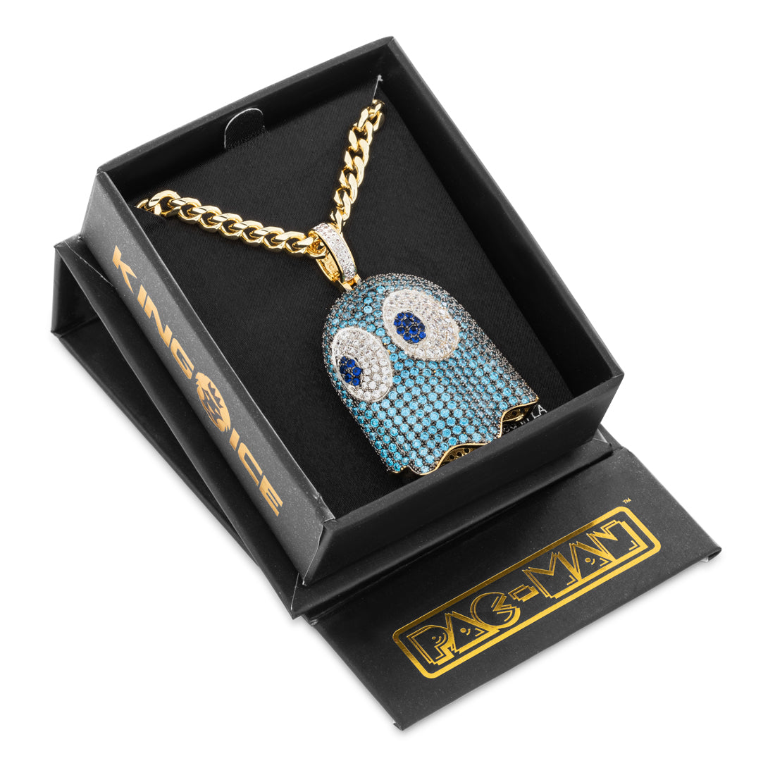 2.1" / 14K Gold PAC-MAN x King Ice - 3D Inky Necklace