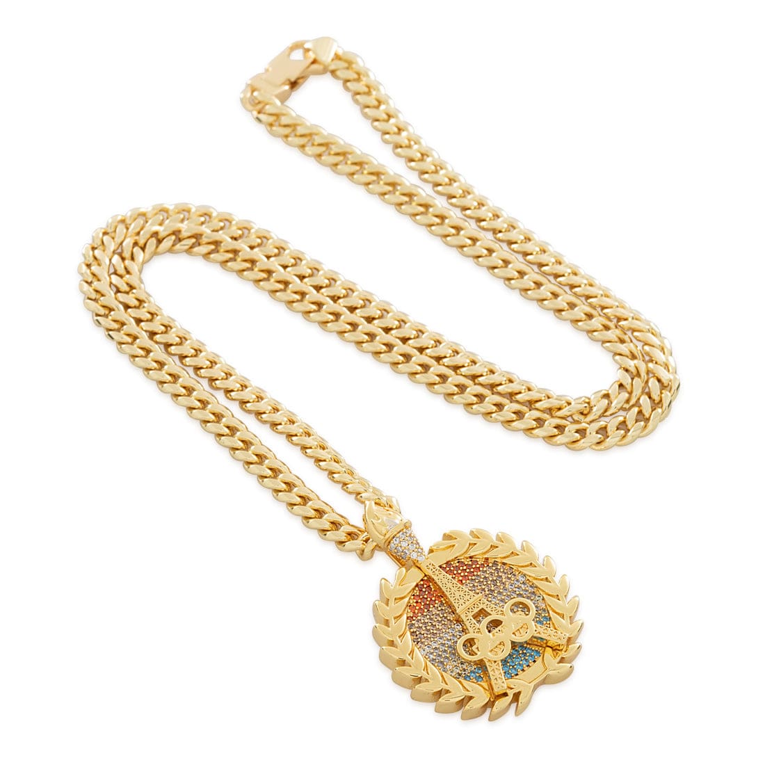 Paris '24 Commemorative Gold Medal Necklace in 14K Gold / 1.6" by King Ice