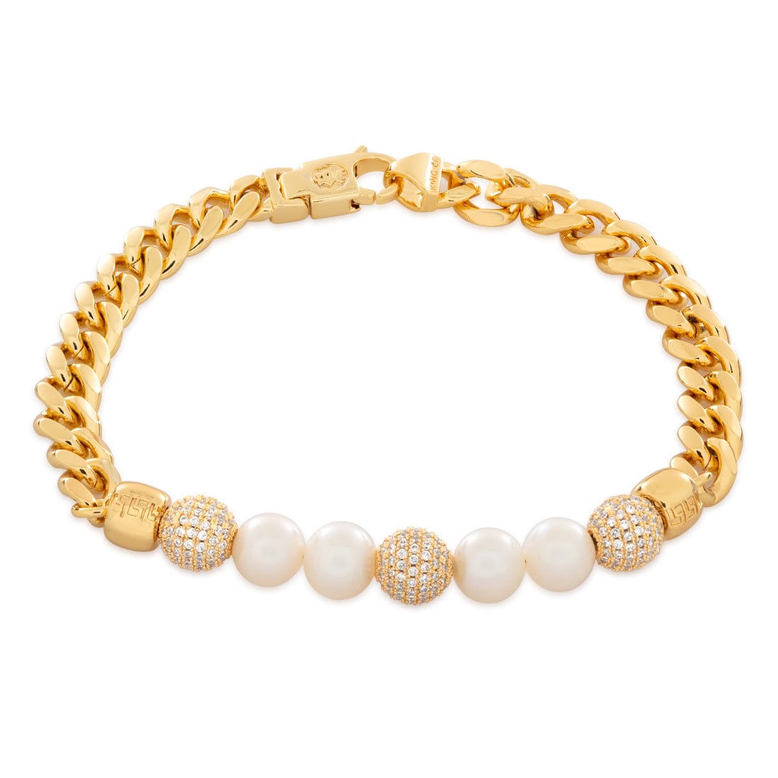 Pearl of Wisdom Bracelet  in  Gold Plated / 14K Gold / 8" Mens Bracelets