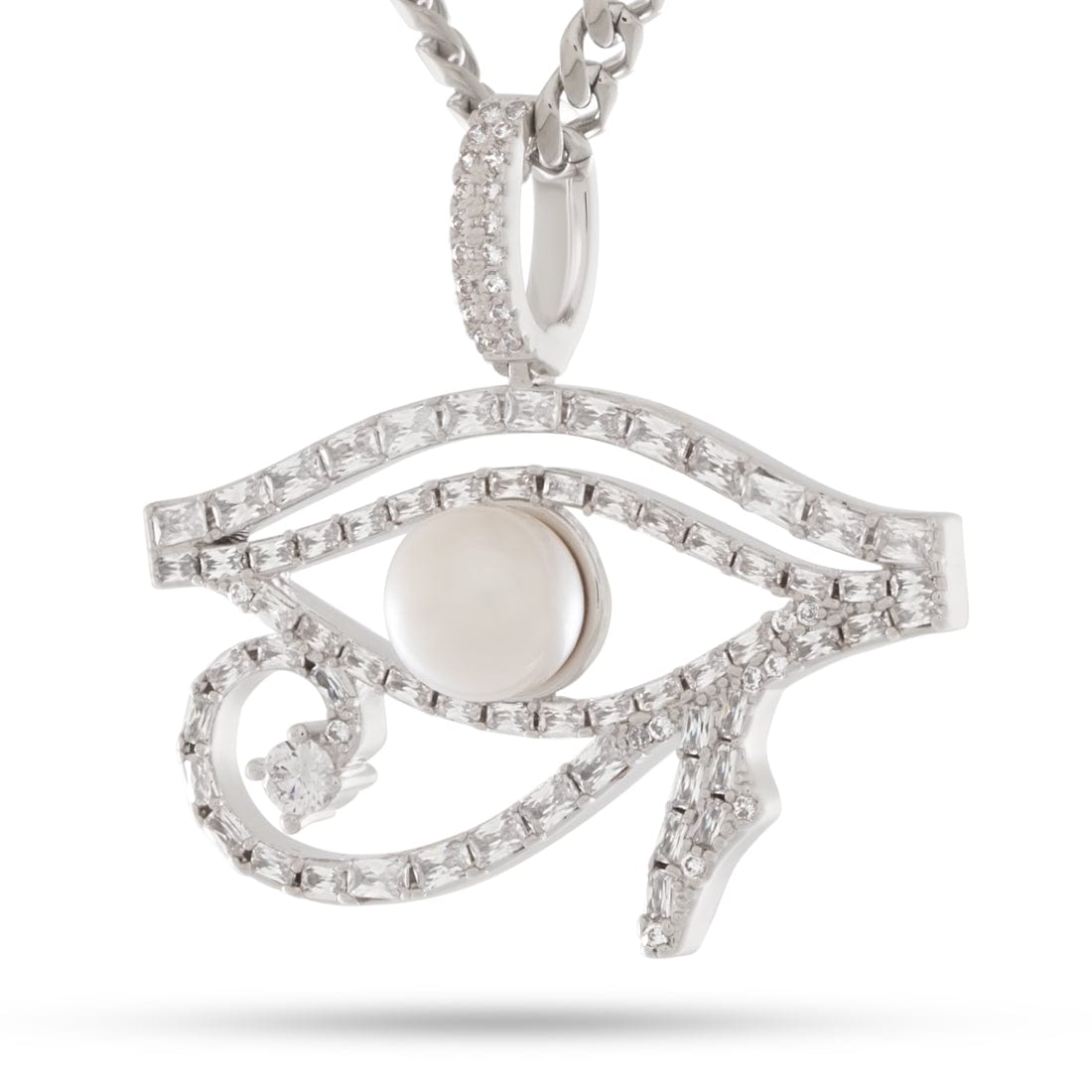 Pearl of Wisdom Eye of Ra Necklace in White Gold by King Ice