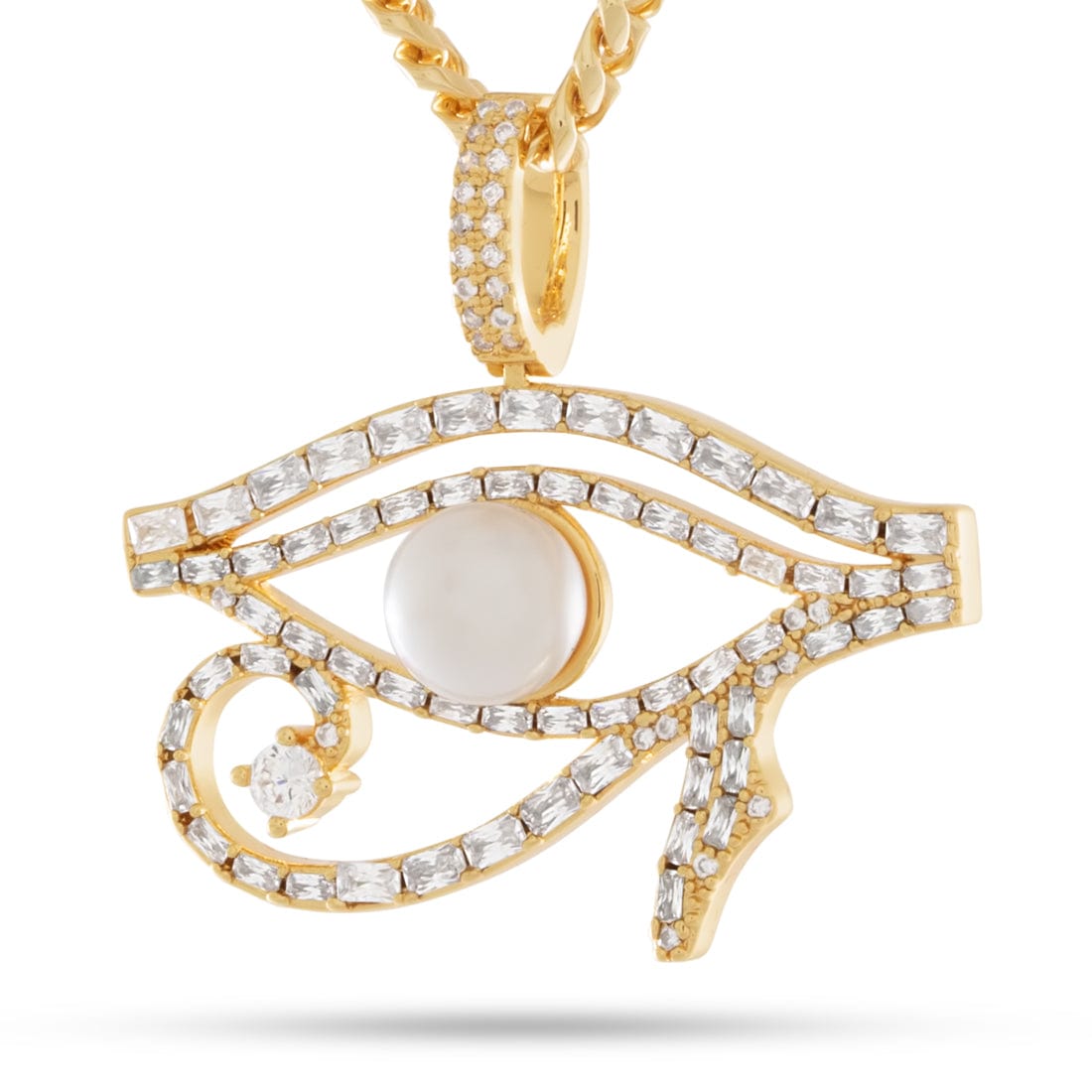 Pearl of Wisdom Eye of Ra Necklace in 14K Gold by King Ice