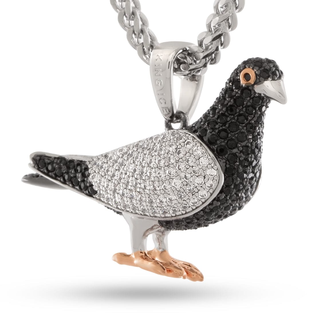 Pigeon Necklace in White Gold by King Ice