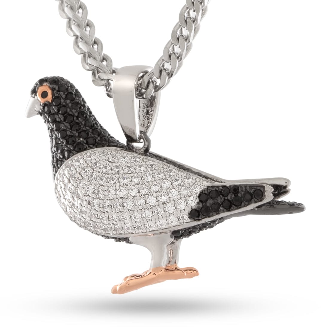 Pigeon Necklace in White Gold by King Ice