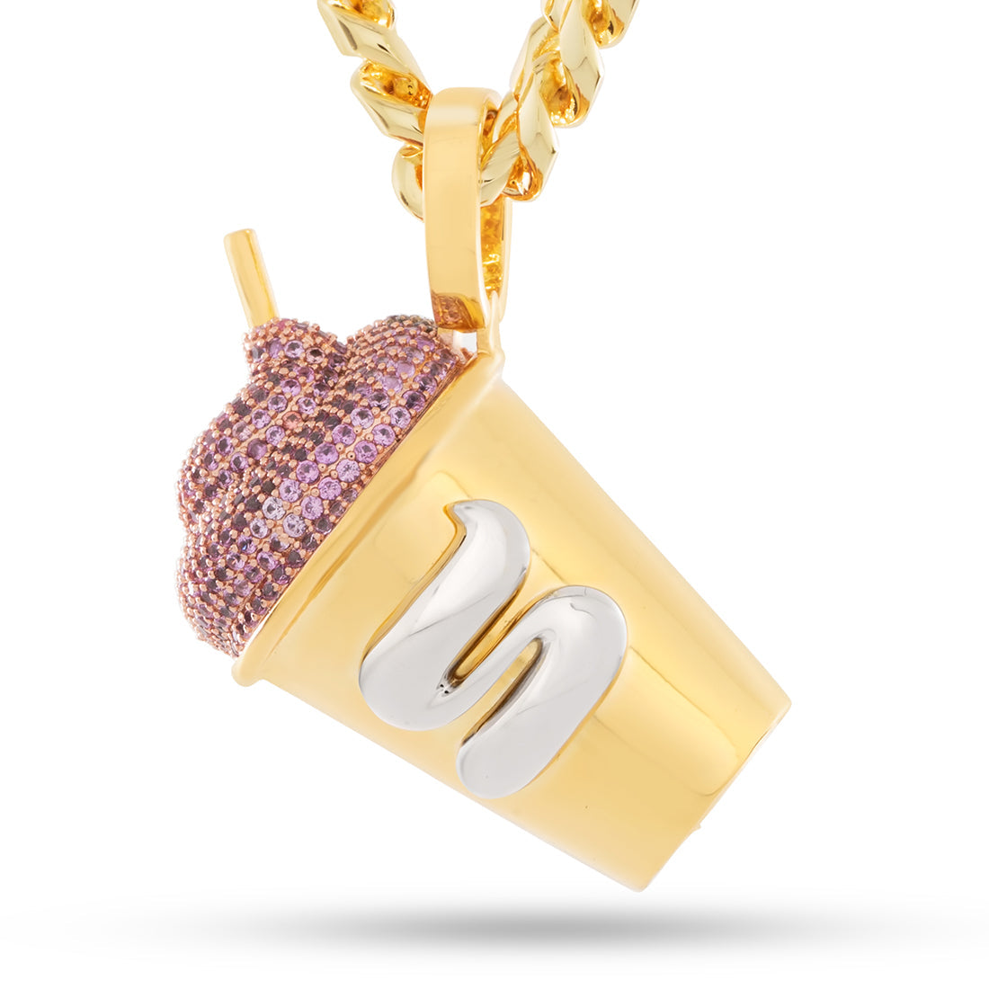 Slurpee® x King Ice - Pink Slurpee® Necklace in 14K Gold / 1.8" by King Ice