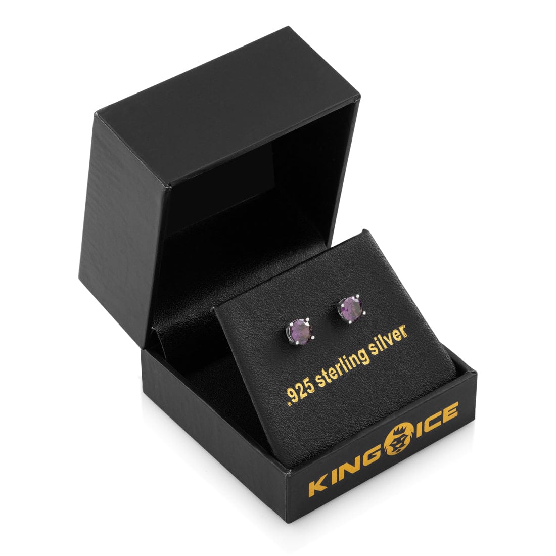 Purple Brilliant-Cut Stud Earrings in by King Ice