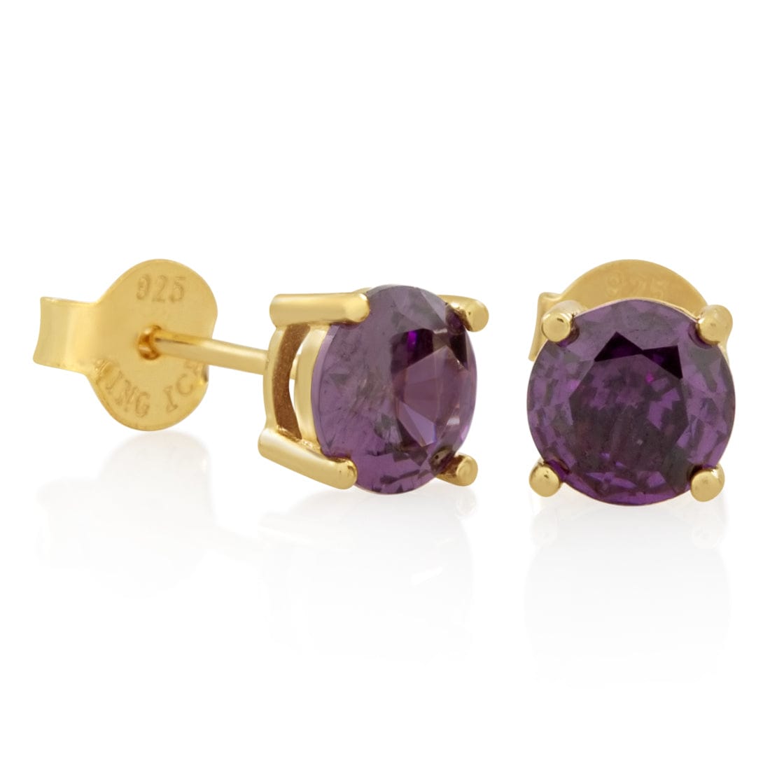 Purple Brilliant-Cut Stud Earrings in Sterling Silver / 14K Vermeil / 6mm by King Ice
