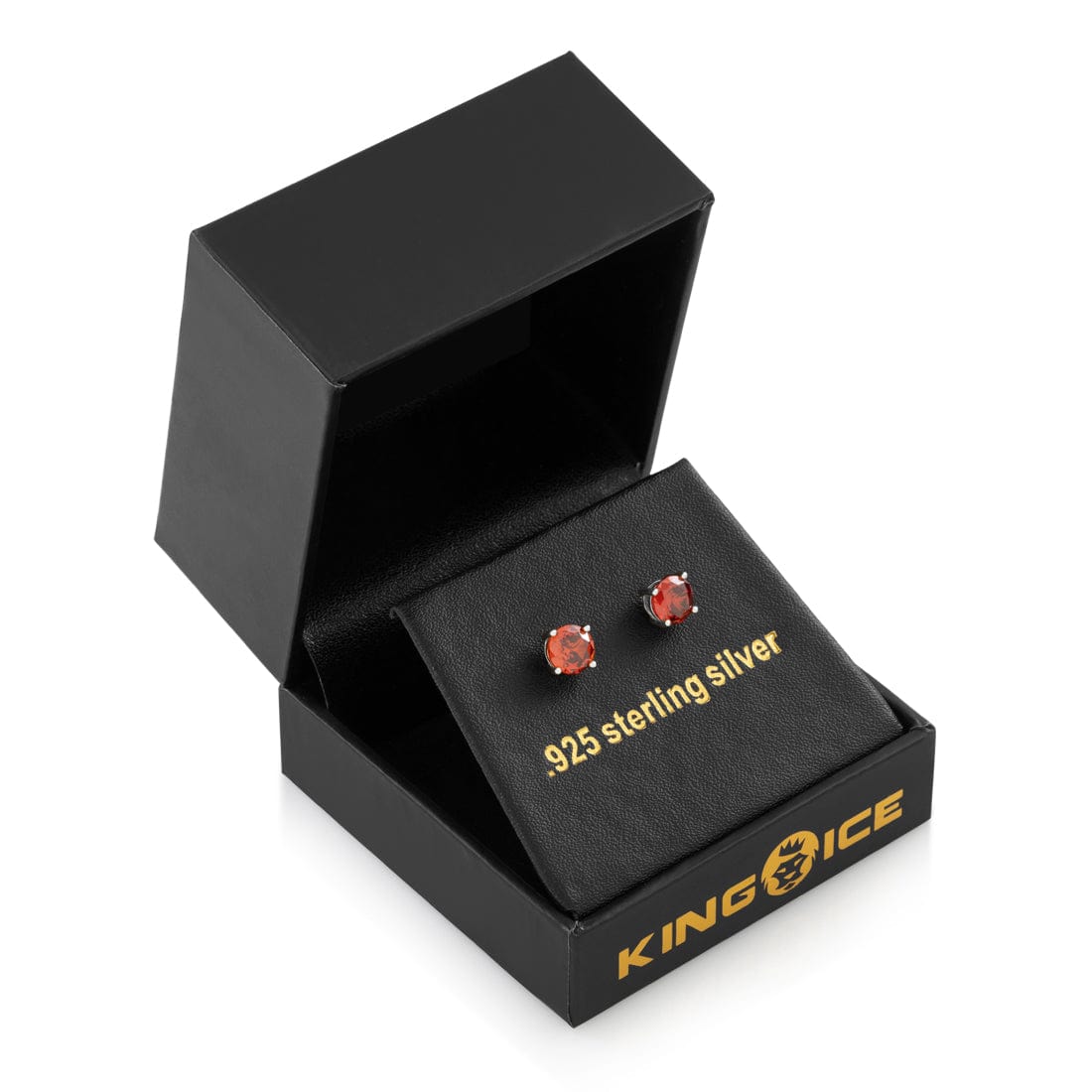 Red Brilliant-Cut Stud Earrings in by King Ice