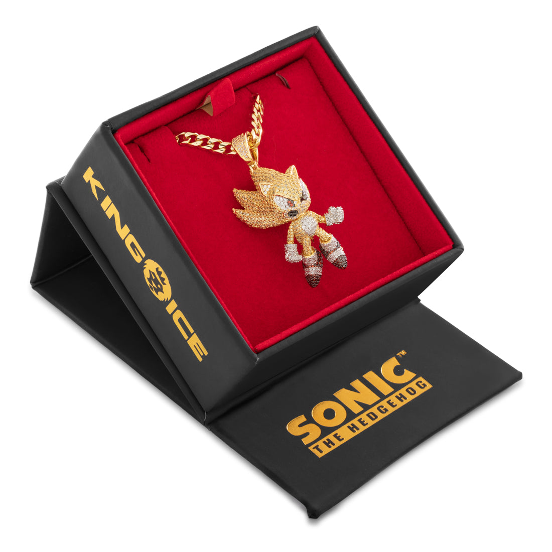 White Gold / 2.3" Sonic the Hedgehog x King Ice - Fast Super Sonic Necklace