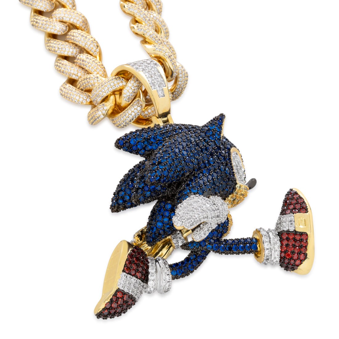 14K Gold / 3.7" Sonic the Hedgehog x King Ice - LE XL Fast Sonic Necklace