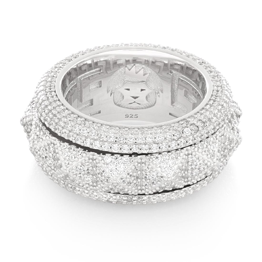 Spike-Studded Icy Spinner Ring in by King Ice