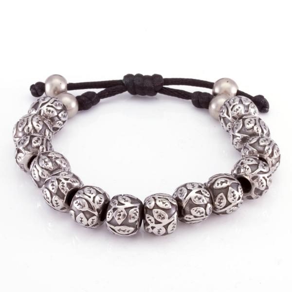 Steel Flower Bracelet by MARZ in White Gold / Adjustable by King Ice