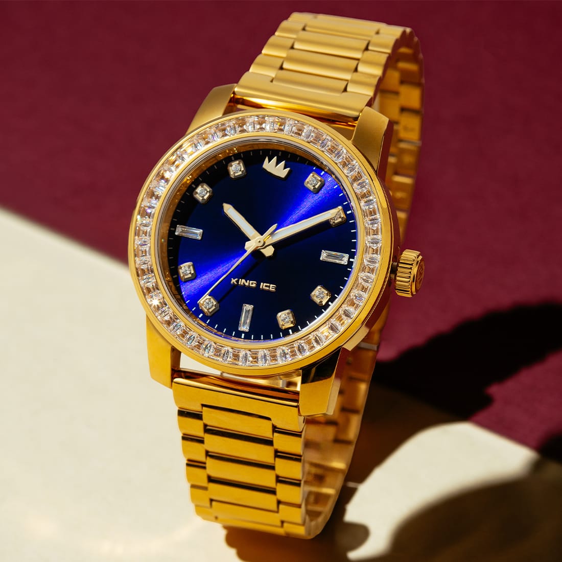 Sunset Automatic Watch: Gold Case / Cobalt Dial in by King Ice