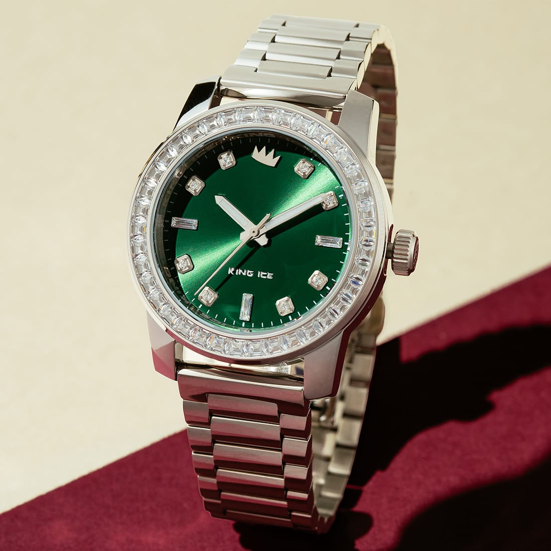 Sunset Automatic Watch: Silver Case / Forest Dial in by King Ice